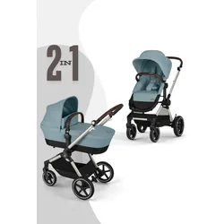 Cybex EOS Lux Kinderwagen (2-in-1 Kinderwagen), Cybex Kinderwagen Gestell: Taupe, Farbe: Stormy Blue