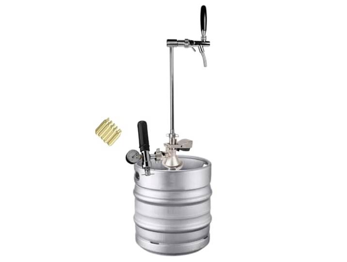 GASTROBEDARF WESTERBARKEY Zapfgarnitur Edelstahl Kegschanksäule mit Kompensatorschankhahn & Druckminderer für 16g Kapseln Ideal für unterwegs