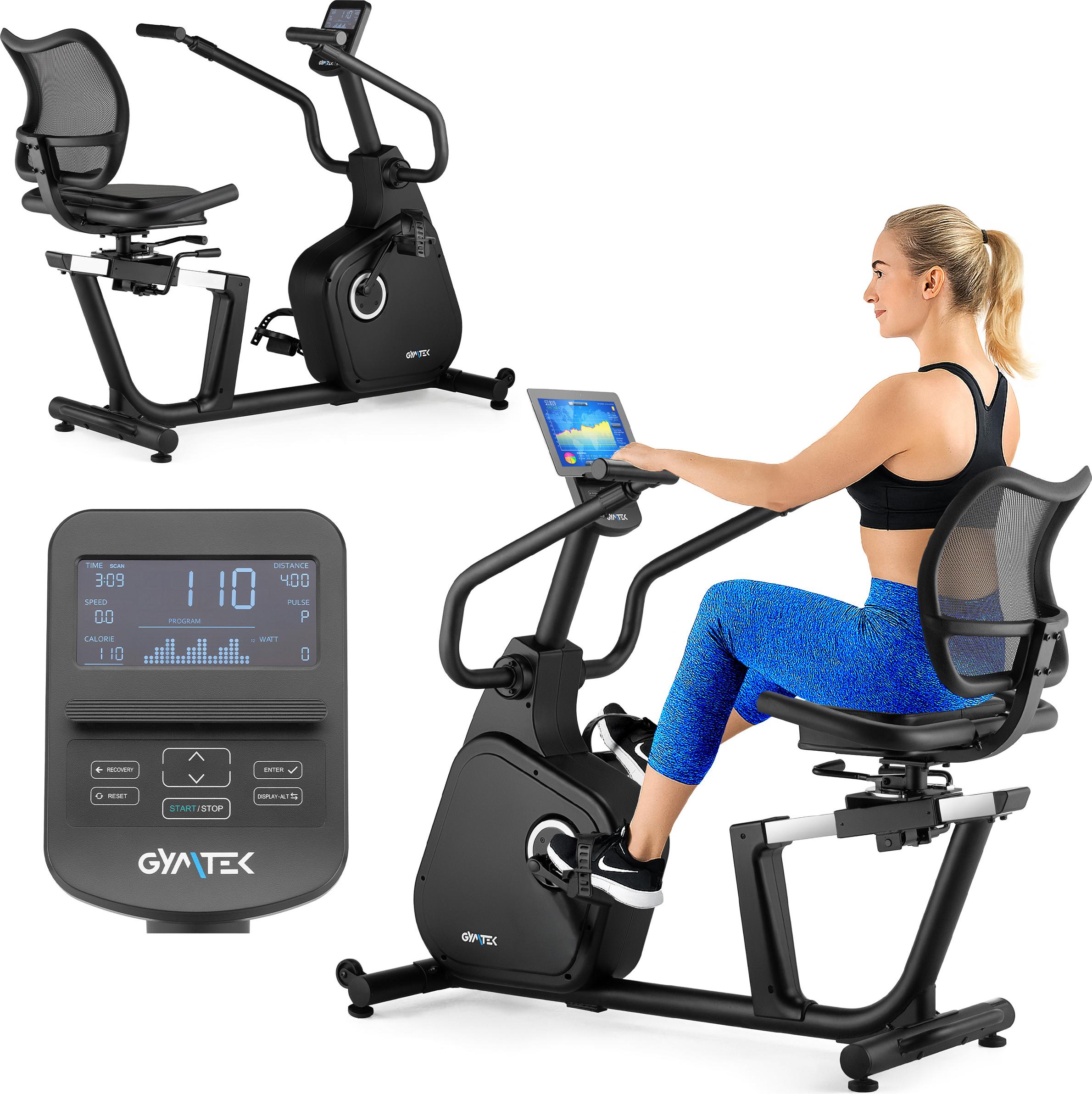 Gymtek Magnetischer Heimtrainer, Fitnessbike, Ergometer - bis 150kg - 16 Widerstandsstufen - 12kg Schwungmasse - 21 Programme - Drehbarer Sitz