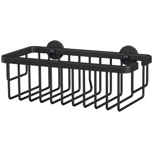 Tesa Duschablage Aluxx Black 40506, schwarz matt, zum Kleben, Duschkorb, aus Aluminium, 25 x 9,2 cm