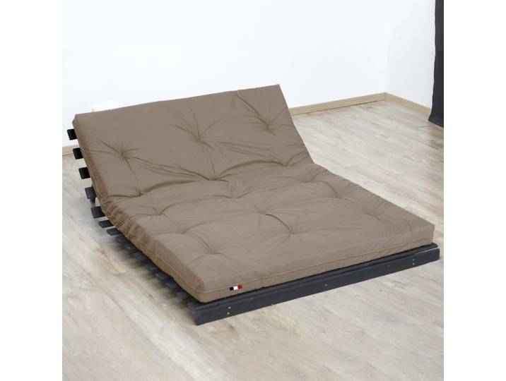 Matelas futon latex + fibres taupe 140x190