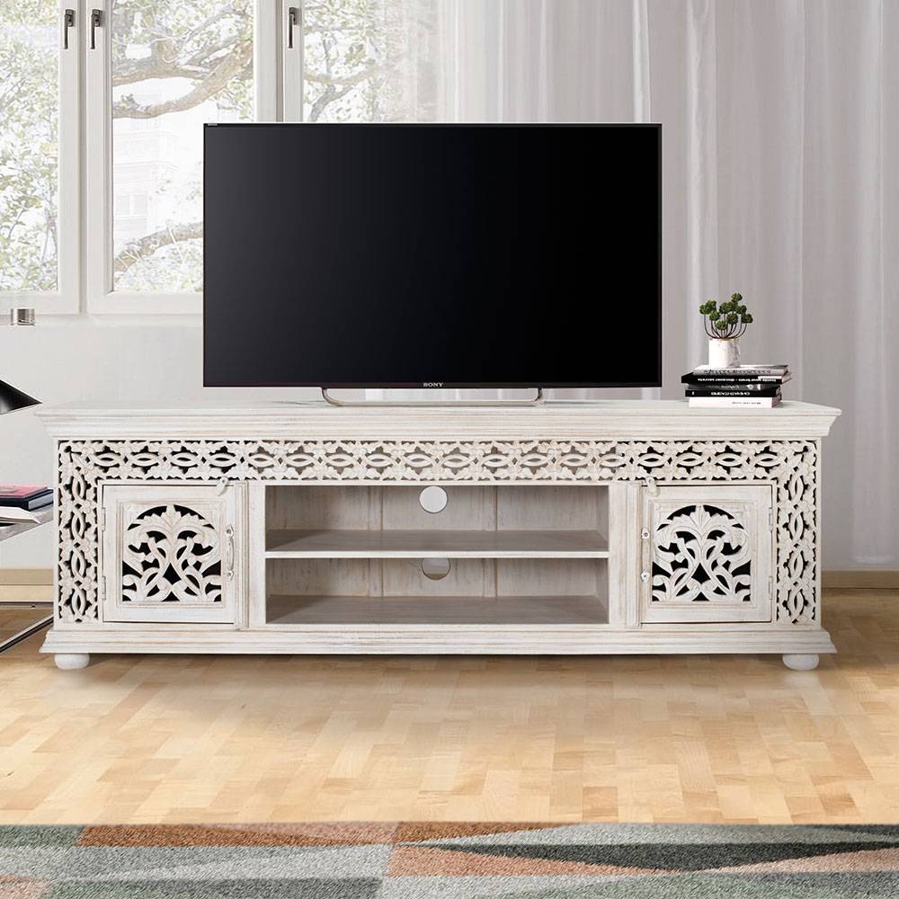 Pharao24.de TV Board Fernsehtisch aus Massivholz mit Türen