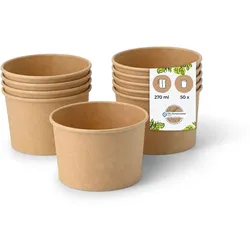 BIOZOYG Eisbecher Pappe 50 Stück 200 ml Braun  Dessertbecher Beschichtet Einweg  Snackbecher Waffelbecher Einwegbecher Eiscreme Joghurt