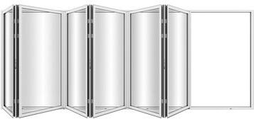 "KaMic Elite-Fold 192"" x 80"" 6-Panel Aluminum Folding Door in White with Hidden Hinges & Rollers, Folded Out From Right To Left"