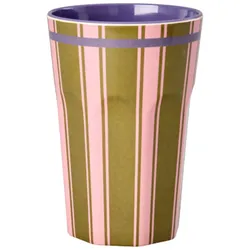RICE Hoher Melamin Becher Stripe Delight, H13 Ø9 cm, 400 ml