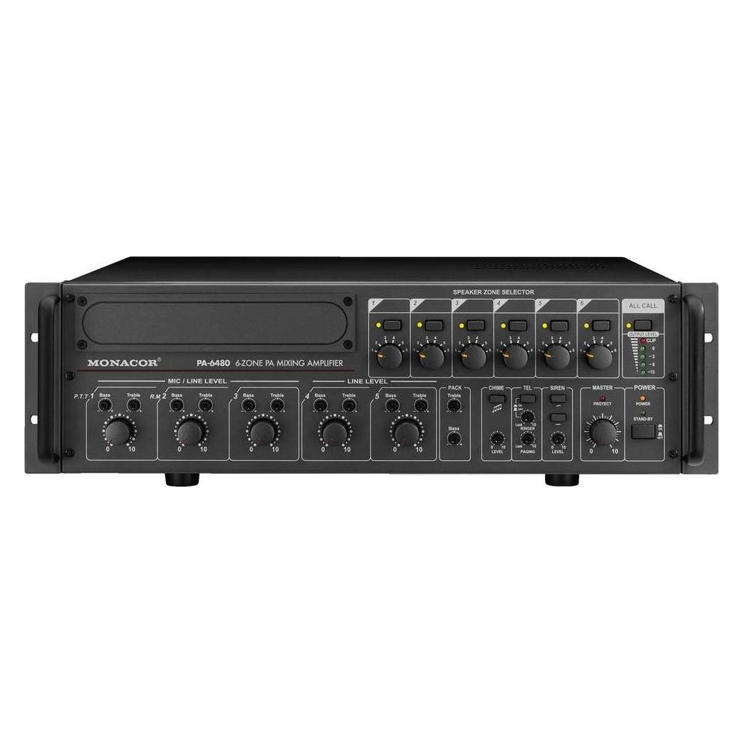 Monacor ELA-Verstärker PA-6480 480 W 6-Zonen (Verstärker) (PA-6480)