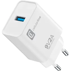 Cellularline USB Charger (18 W, 1 Port), USB Ladegerät, Schwarz