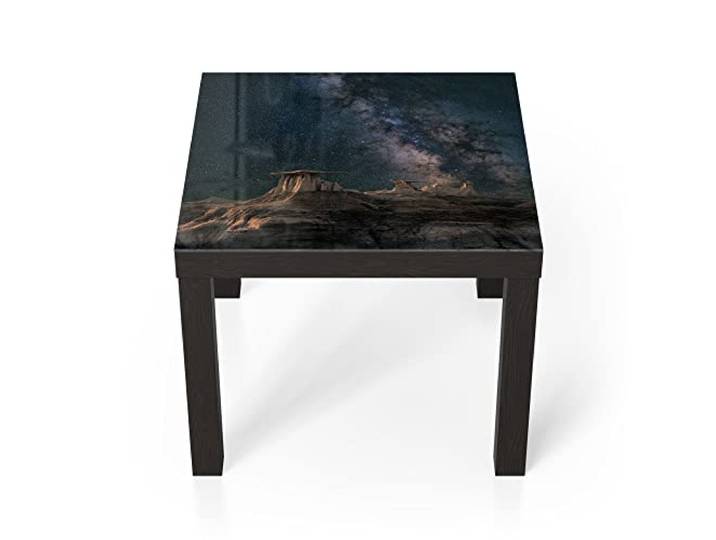 DEQORI Glastisch schwarz klein 55x55 cm Motiv Monumentale Nachthimmel ausgefallener Beistelltisch aus Glas Hochglanz Couchtisch fürs Wohnzimmer moderner Couch Tisch mit Design