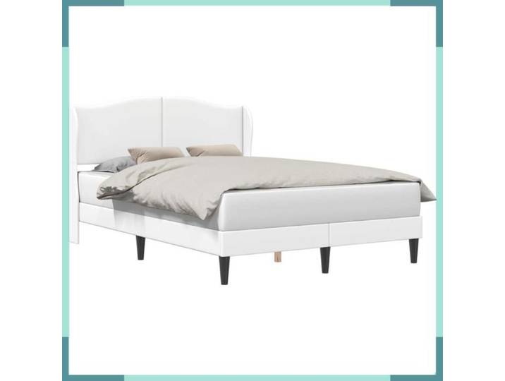 FHE Cadre de lit avec tête de lit Simili - Cuir - Intérieur - Chambre - Blanc - 140x200 cm