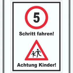 HB-Druck Schritt fahren Achtung Kinder Aufkleber A3 (297x420mm)