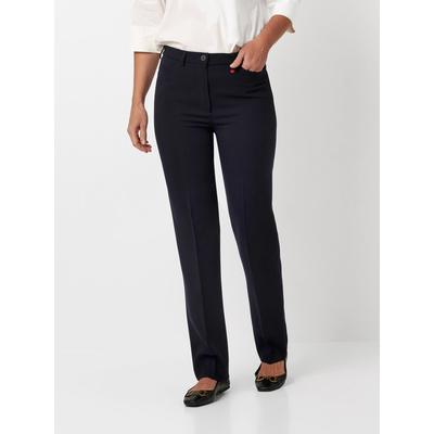 Bügelfaltenhose RELAXED "Steffi", Damen, Gr. 42, Lang, blau (navy 059), Stoff, Obermaterial: 100% Polyester PES., unifarben, slim fit normal, Hosen, aus knitterfreiem Material