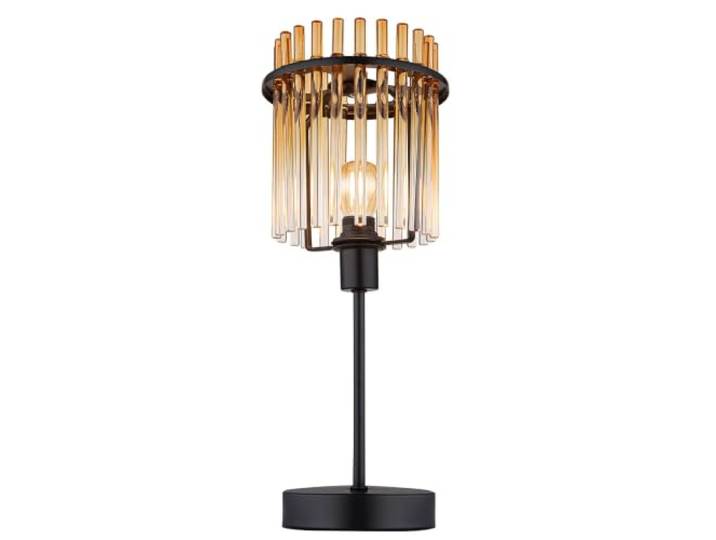 Tischlampe Nachttischleuchte Glas Retro Tischleuchte amber Wohnzimmerlampe Beistellleuchte, 1x E14, DxH 15x37 cm