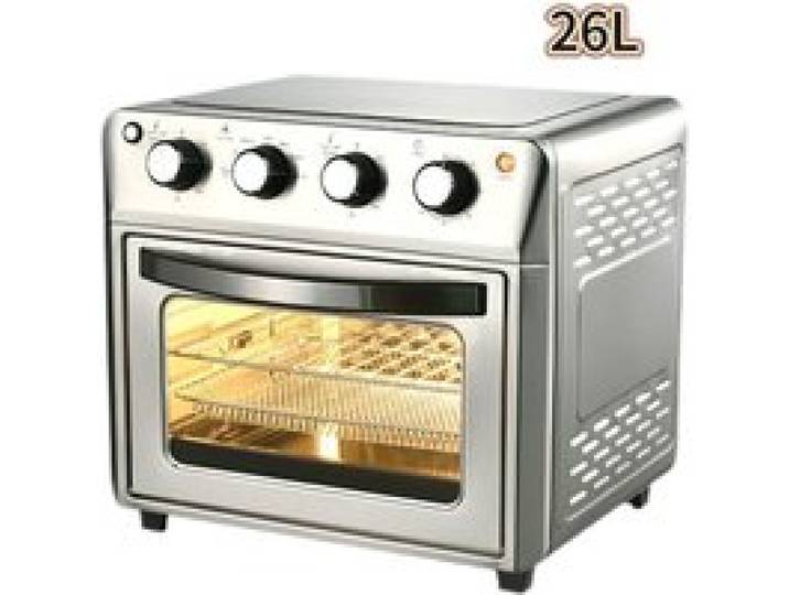 Four Électrique 26 L Friteuse à Air Chaud 6 en 1 Mini Four 1600W avec Minuterie de 60 Minutes 90 à 220°C