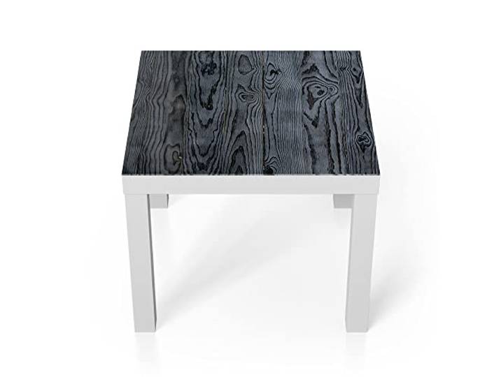 DEQORI Glastisch weiß klein 55x55 cm Motiv Kieferholzmaserung ausgefallener Beistelltisch aus Glas Hochglanz Couchtisch fürs Wohnzimmer moderner Couch Tisch mit Design