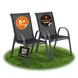 Albatros Gartenstühle 2er Set Kuba – Gartenstühle Stapelbar mit robustem Metallgestell und hoher Belastbarkeit – bequeme Stapelstühle auch als Terrassenstühle oder Balkonstühle