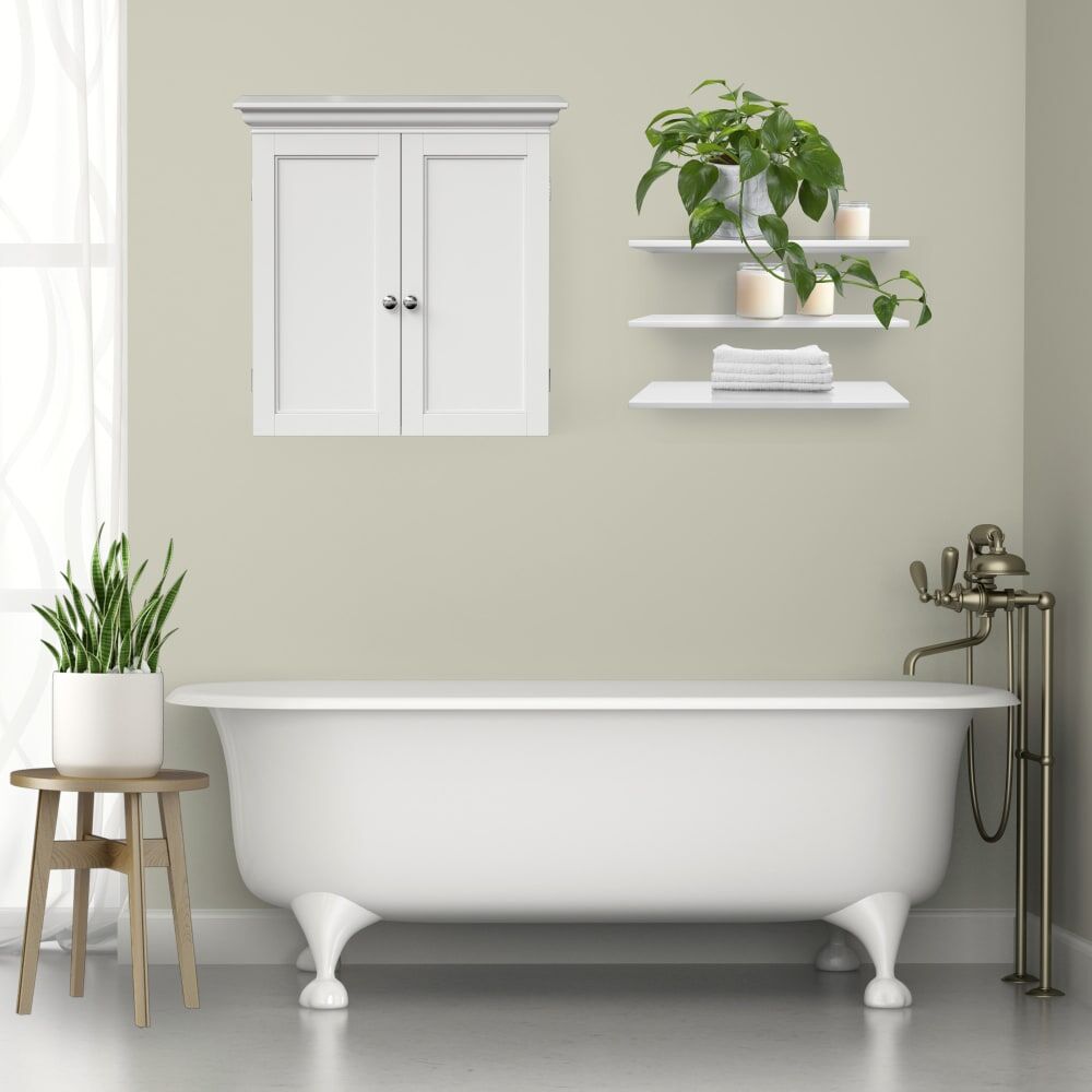 Teamson Armoire murale salle de bain, étagères réglables, 61cm, Blanc Blanc 57x61x20cm