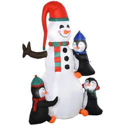 AUFBLASBARER Schneemann, Polyester, Mehrfarbig