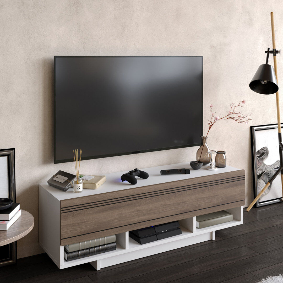 Latitude Run Lenoire TV Stand - TVs up to 50" White/Walnut 50"