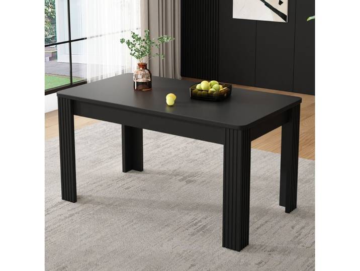 Table à manger noire plateau en panneau de particules structure stable entretien facile