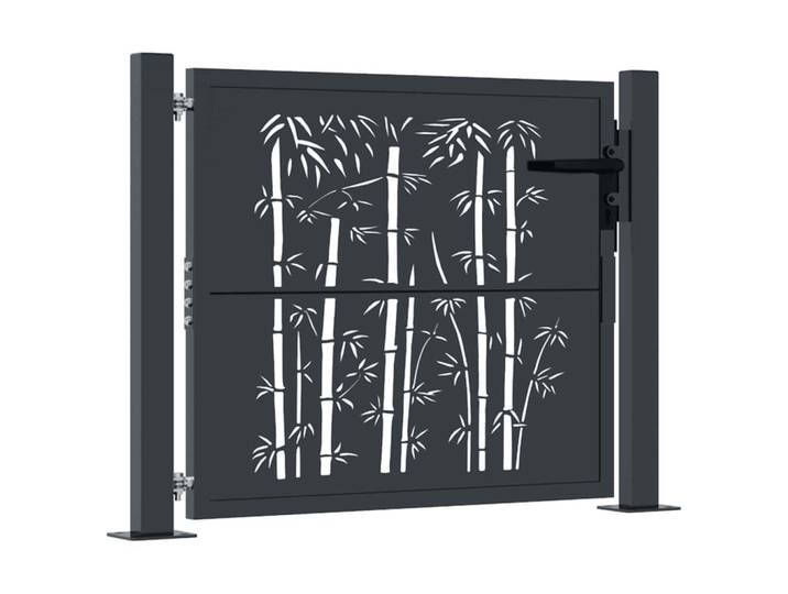 vidaXL Gartentor Anthrazit 100/100 Cm Stahl Bambus-Design, Metall, Rechteckig, 105x105 cm, Gartenzubehör