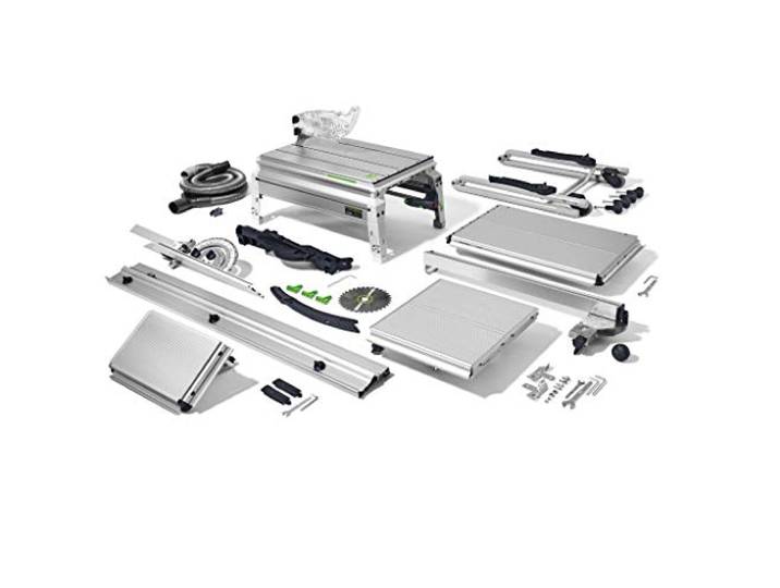 Festool Scie Semi-Stationnaire PRECISIO CS 50 EBG-Set Poste de sciage extensible avec table coulissante\, guide parallèle et accessoires professionnels inclus