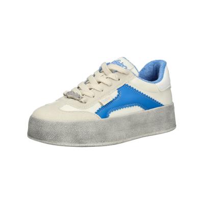 Sneaker BUFFALO "Buffalo Sneaker Lederimitat", Damen, Gr. 38, weiß (weiß, blau), Lederimitat, Schuhe Sneaker