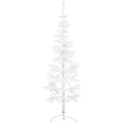 vidaXL Künstlicher Halb-Weihnachtsbaum mit Ständer Schlank Weiß 120 cm