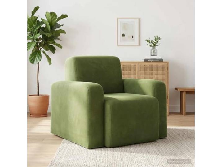 YUTAASU Light Green Velvet Accent Chair for Living Room Plywood Frame, Foam Cushion, Wide Armrests, Easy Care, Modern Style