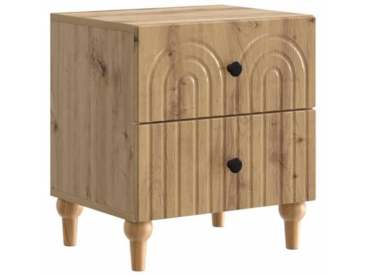 KUTYWEXFM Nachttisch Artisan-Eiche 43x34,5x48cm Holzwerkstoff 2 Schubladen Kompakter Kommodenschrank für Schlafzimmer und Wohnbereich mit zweifachem Stauraum und robuster Ausführung.