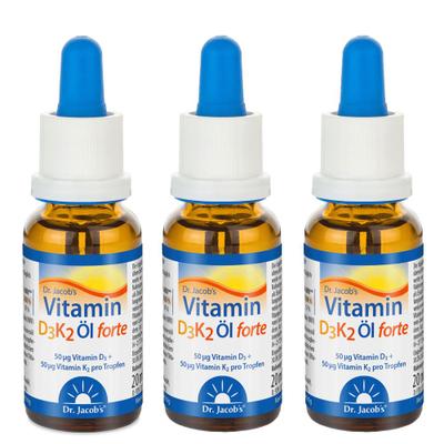VIT D3K2 OEL Forte DR Jaco 3er-Pack 3x20 ml Tropfen zum Einnehmen