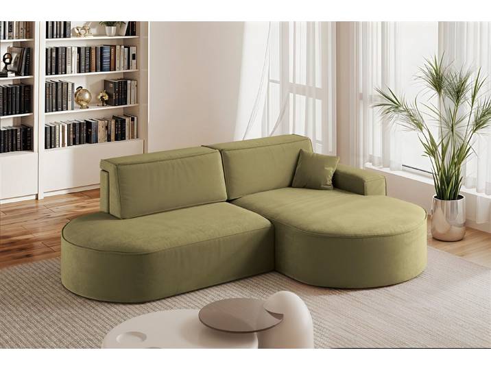 Fun Möbel Ecksofa Schlafsofa Sofa VENEDIG, Ottomane Rechts oder Links, Inkl. Bettkasten und 1 Zierkissen