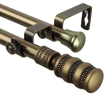 InStyleDesign Cork Adjustable Antique Brass Curtain Rod Set with Finial