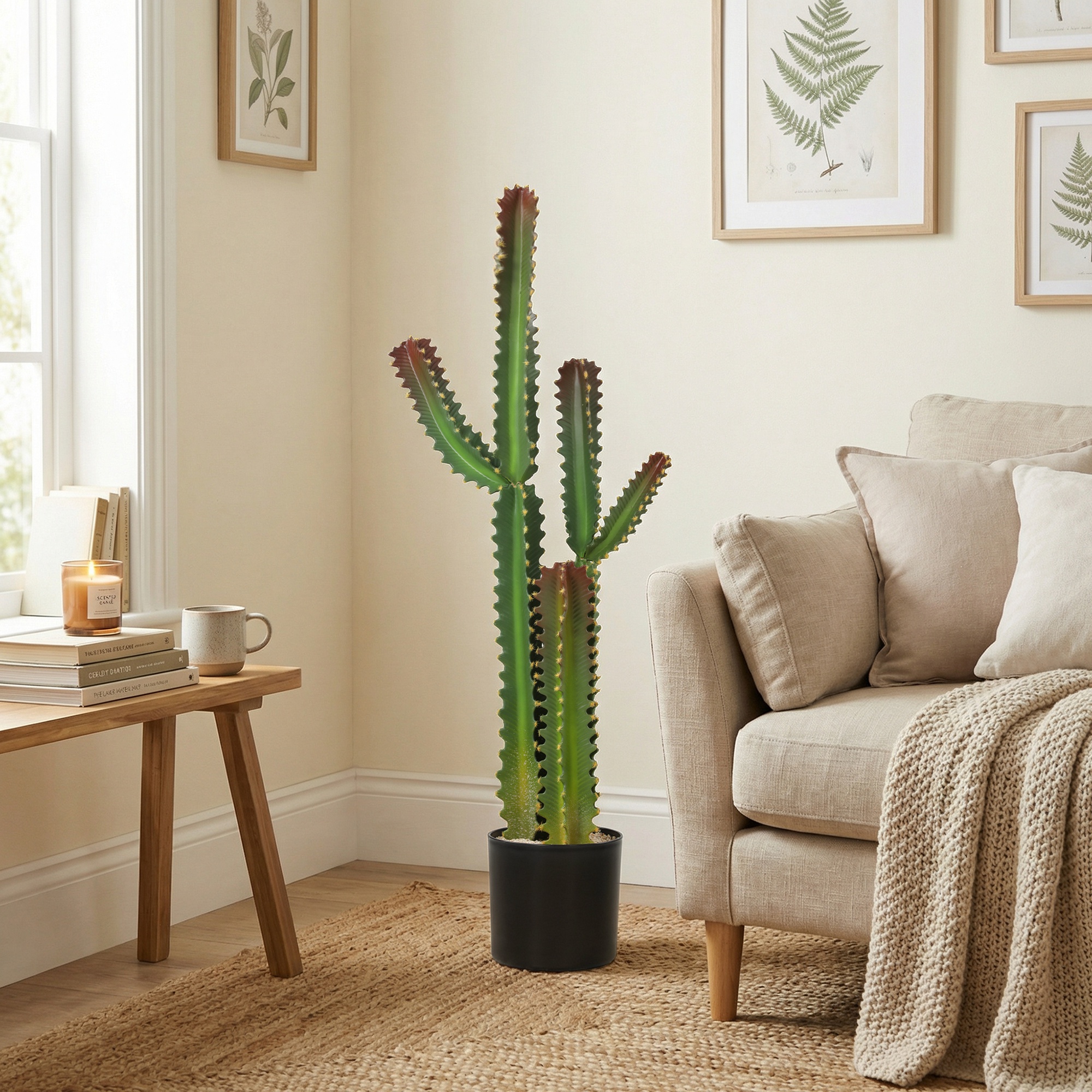 Homcom Pianta artificiale da interno 111 cm, albero artificiale cactus in vaso, per casa, ufficio, salotto, camera, verde   Aosom Italy