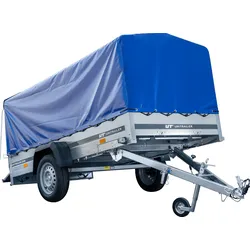 Langer PKW-Anhänger GARDEN TRAILER 264 KIPP mit Hochplane, Spriegel und Stützrad