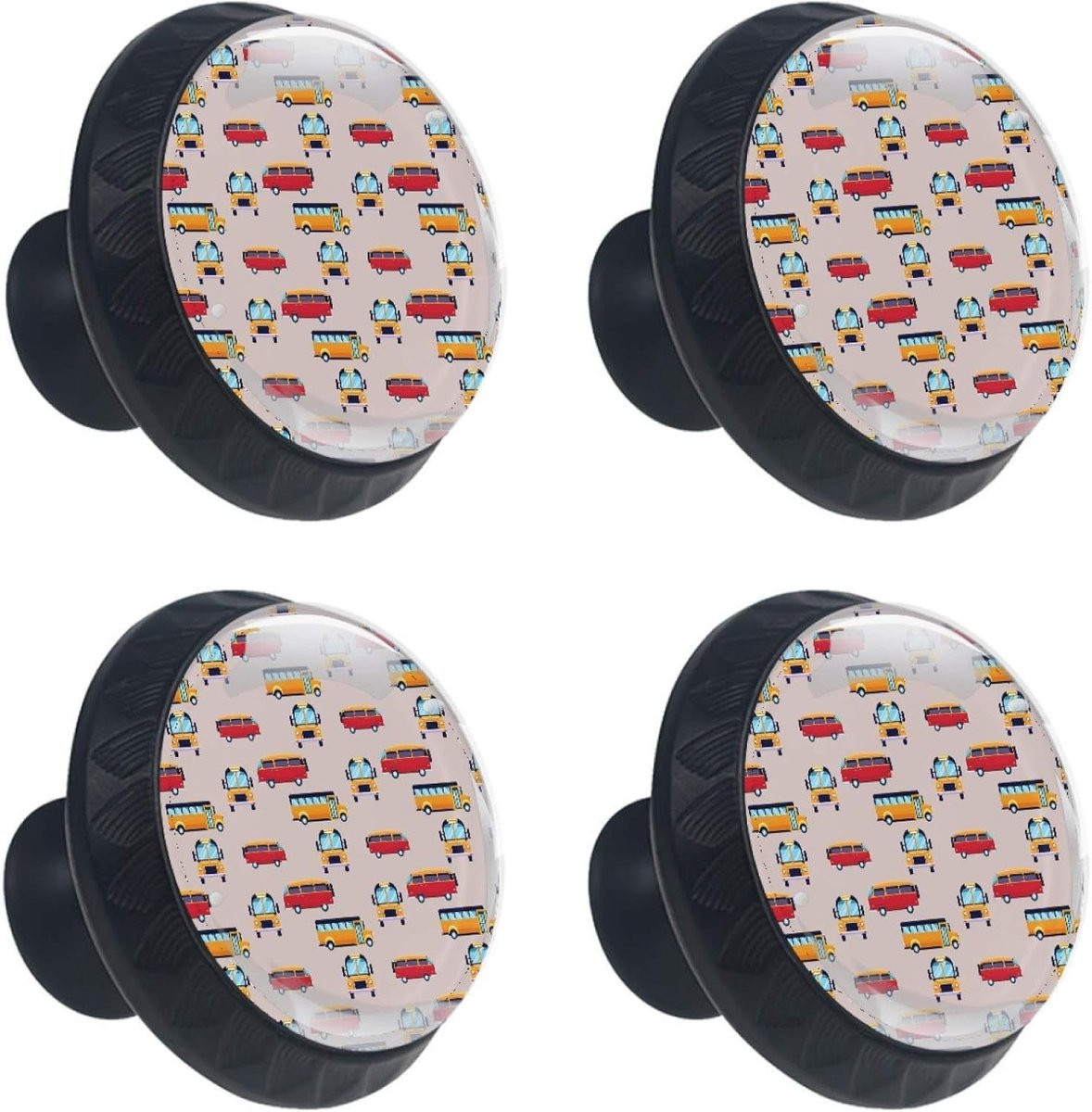 Set van 4 meerkleurige glazen kastknoppen met cartoon design voor het vernieuwen van meubels en lades