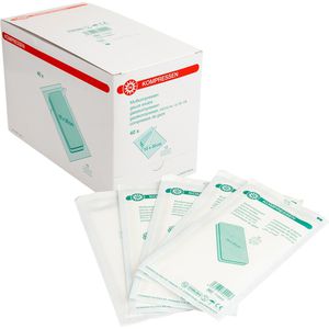 Nobamed Mullkompressen 712220, aus Baumwolle, steril, fusselfrei, mit Falzkanten, 12-lagig, 10 x 20 cm, 80 Stück