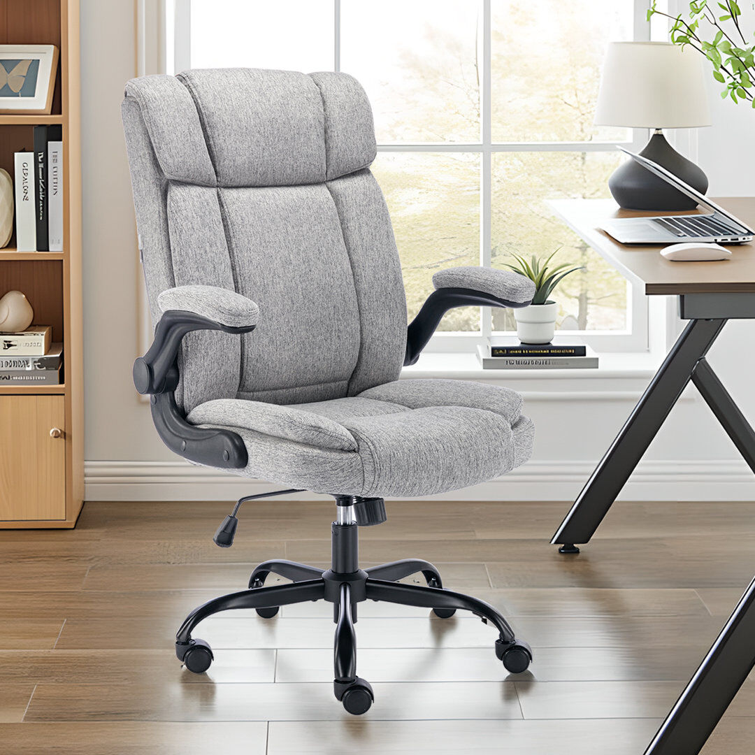 Brayden Studio High Back Ergonomic Executive Office Chair with Flip-up Armrests Grey 113cm H X 64.5cm W X 70cm D