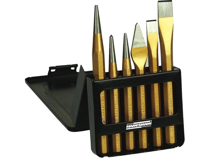 Brüder Mannesmann Doorslag- en beitelset in metalen box