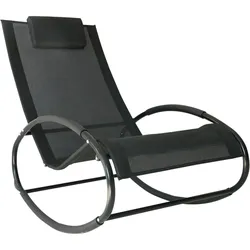 SCHAUKELLIEGE mit Kopfkissen, Texteline + Metall, 105 x 62 x 88 cm, Schwarz