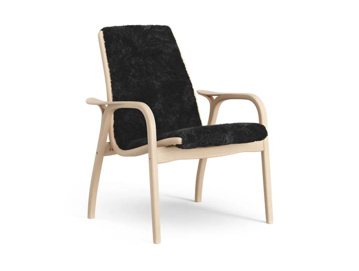 Swedese Laminett Sessel lackierte Buche/Schaffell Black (schwarz)
