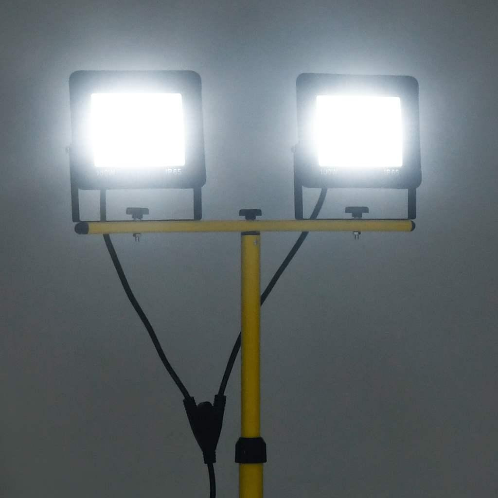 vidaXL LED-flitser met statief, 2x100W, koelwit