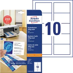 AVZ C32010-25 - Visitenkarten, mikroperforiert, 250 Stück, weiß