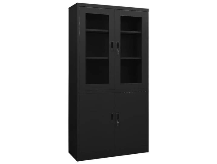 Armoire de bureau Noir 90x40x180 cm Acier