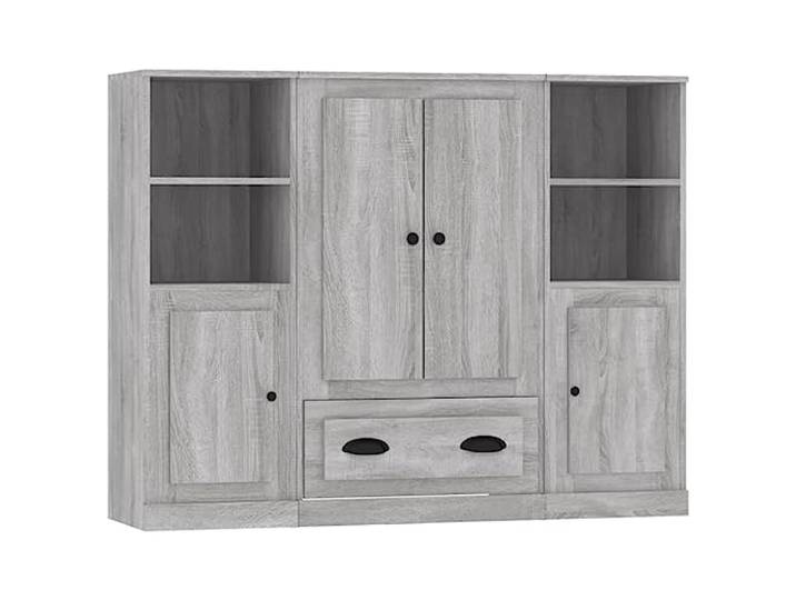 vidaXL Buffets 3 pcs Sonoma Gris Bois d'ingénierie\, Armoire\, Armoire de Rangement\, Buffet Haut\, Armoire latérale\, Armoire Haute\, Armoire Console
