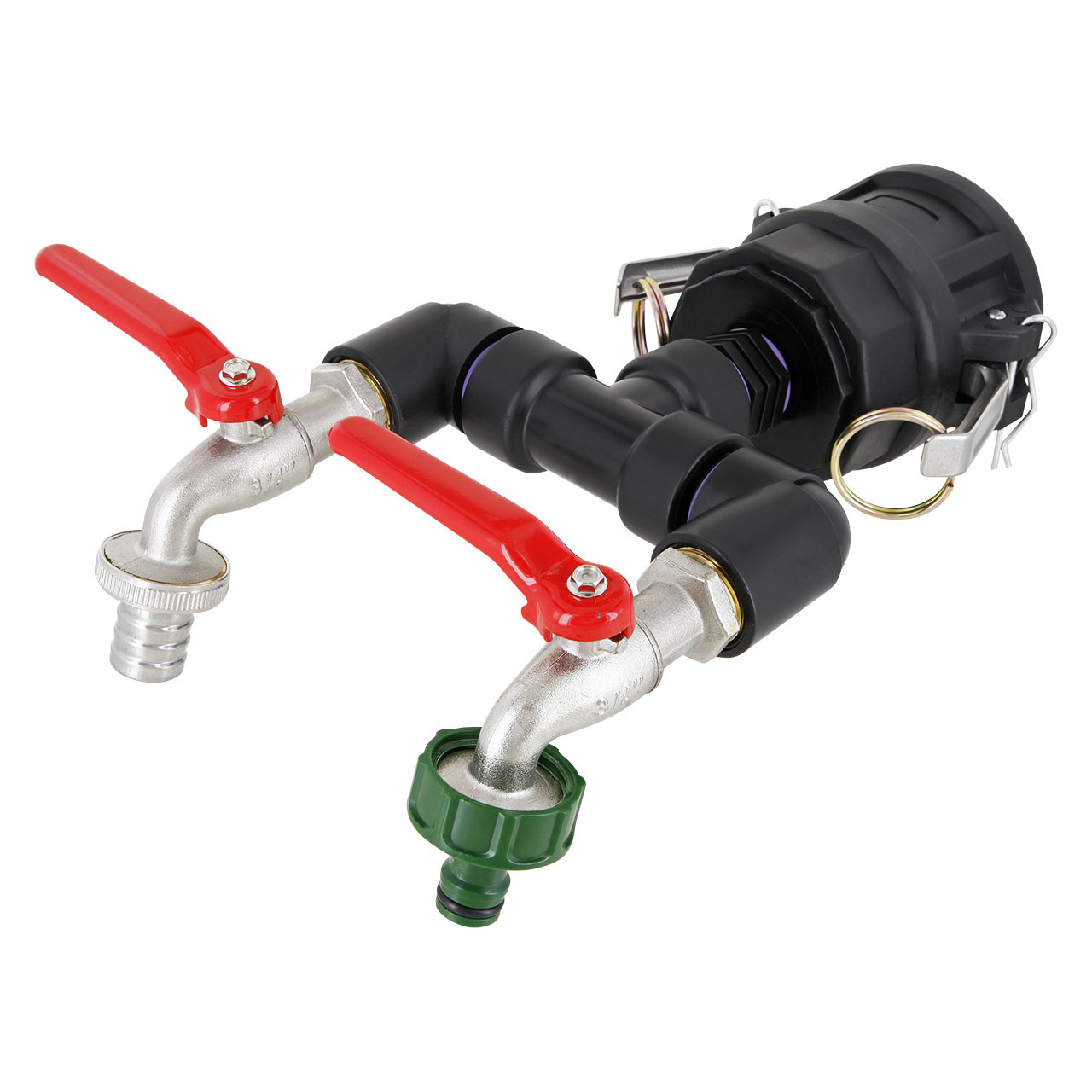 REKUBIK IBC Adapter 2" Camlock Dose - 2-fach 3/4" Kugelhahn + "GARDENA" kompatibel