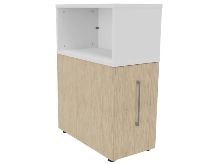 Caisson Tower Hauteur 110 cm - 2 niveaux de rangements + Niche supérieur - Corps Chêne / Niche Blanche
