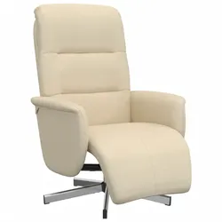 vidaXL Relaxsessel mit Fußhocker Creme Stoff