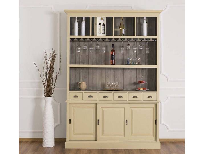 Massivholzmoebel-Becker Buffet Großer Buffetschrank aus Massivholz mit Glashalterungen