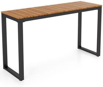 Costway Outdoor Rectangle Console Table with Long-Lasting Acacia Wood Tabletop