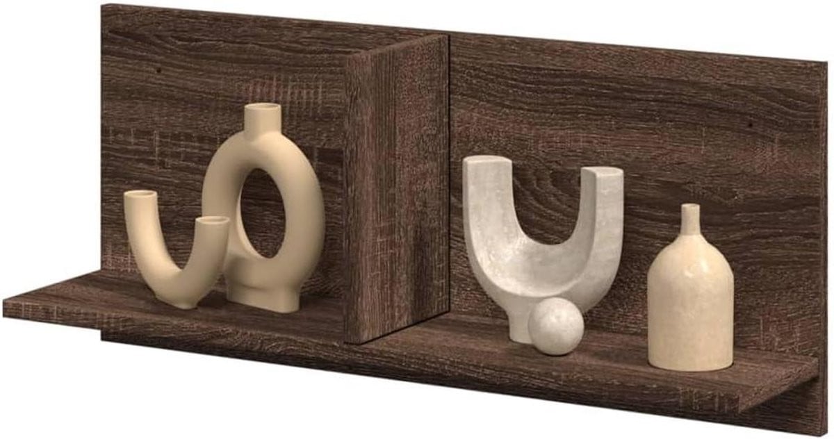 Bruine eikenhouten zwevende wandplank voor decoratie en opslag, 70 x 30 cm